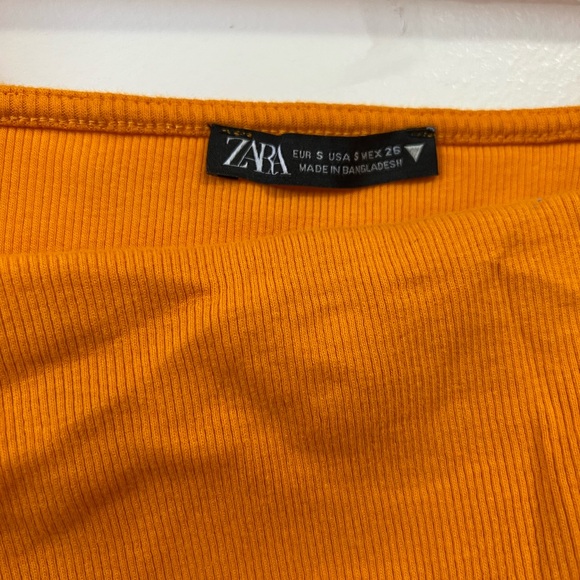 Zara Tops - Zara Bright Orange Ribbed Tee